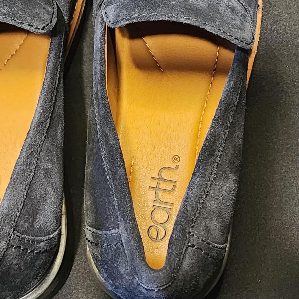 Earth Shoes Zalor Suede Chain Link Lug Sole Loafers – Navy Blue Size 7M - Picture 6 of 8